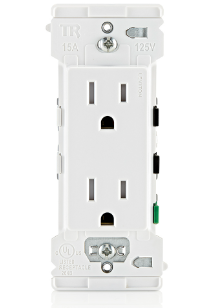 Decora Edge 15 Amp Tamper-Resistant Duplex Outlet, White - Fast Wiring, Enhanced Safety, Self-Grounding, NEC Compliant