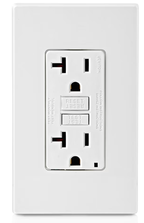 GFNT2-W 20 Amp 125 Volt Receptacle with Self-Test SmartlockPro Slim GFCI, Heavy Duty for Residential/Commercial Use, White