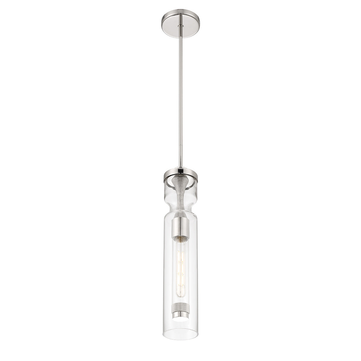 Eurofase Mistero 21" Pendant, Satin Nickel with Clear Glass, front view