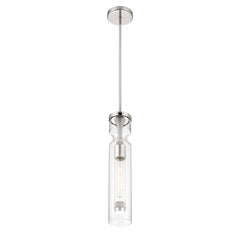 Eurofase Mistero 21" Pendant, Satin Nickel with Clear Glass, front view