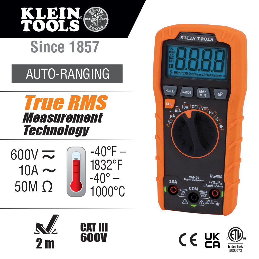 Klein Tools MM420 MM420 Digital Multimeter, Auto-Ranging, 600V - additional view
