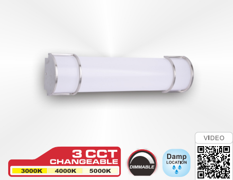 LED Vanity Light, Cylindrical, 3CCT, Brushed Nickel