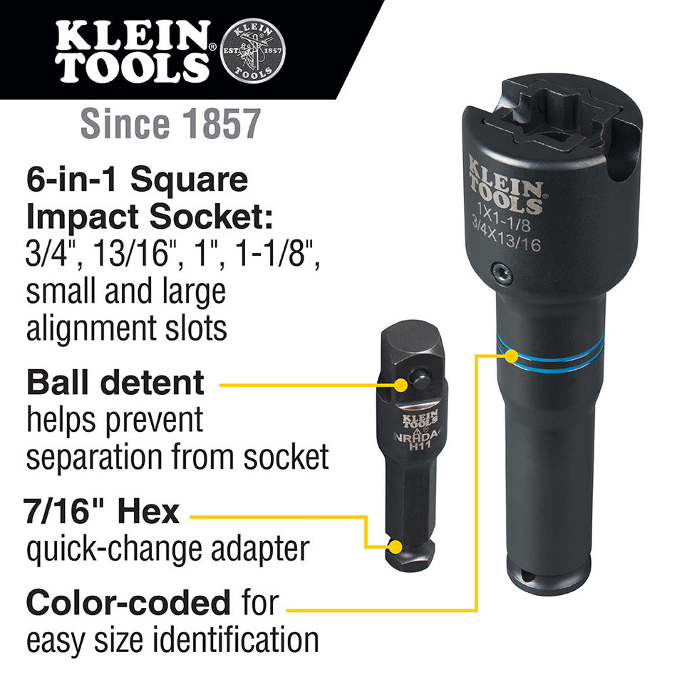 Klein Tools NRHD4 4-in-1 Square Impact Socket - additional view