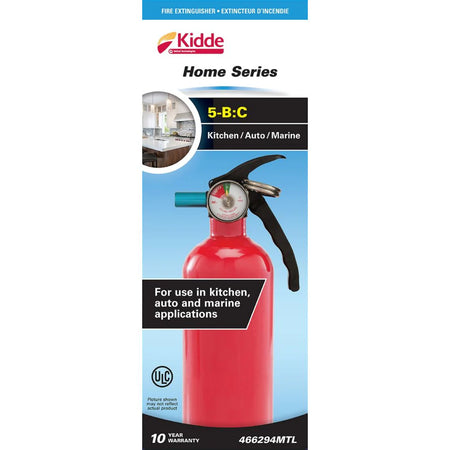 Kidde 5-B:C Kitchen/Garage Home Series Red Fire Extinguisher, fire extinguisher, Kidde - Maple Electric Supply 