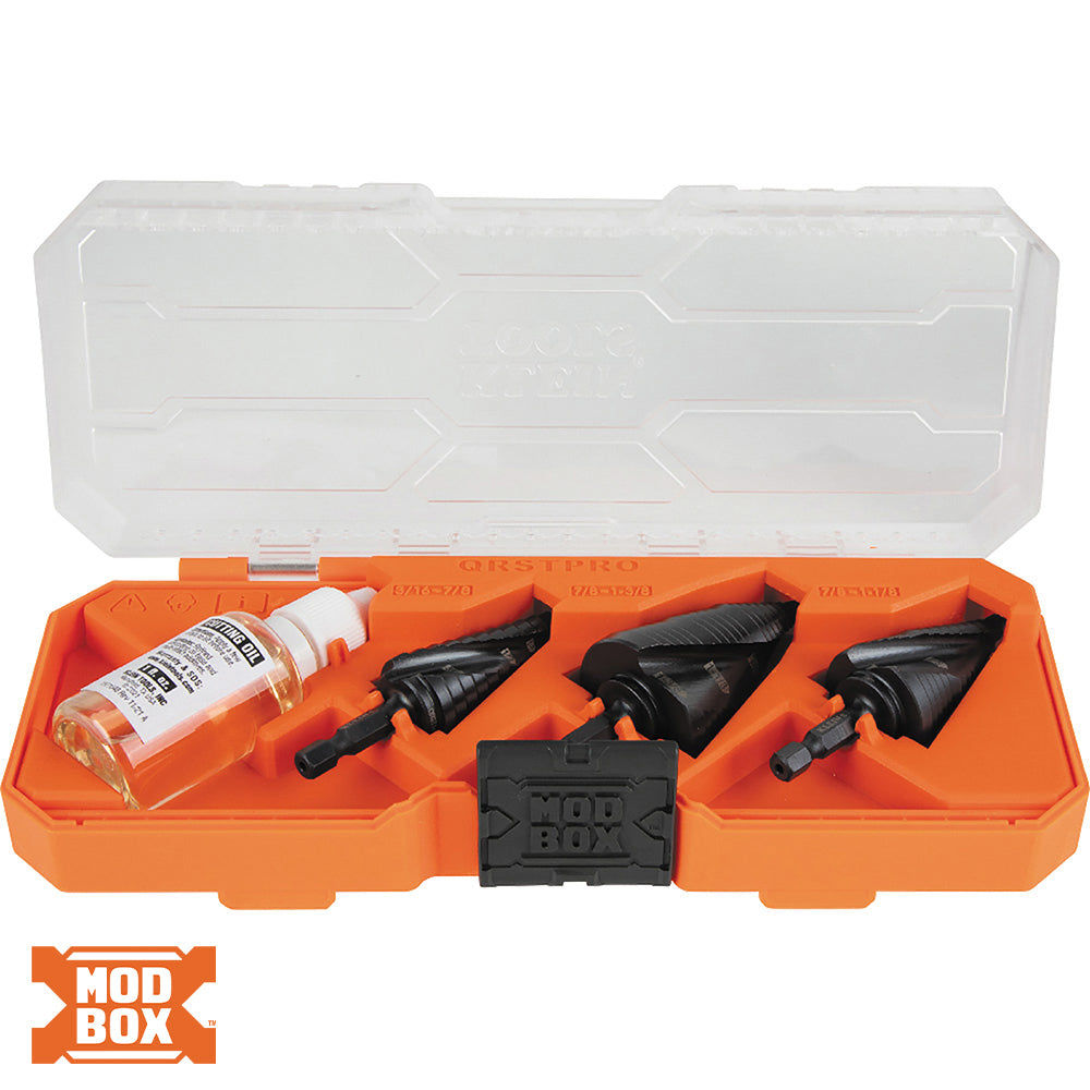 QRSTSPRO Premium Electrician's Quick Release Step Bit Set, 3 Piece