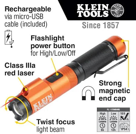 56040 Klein Tools 56040 Rechargeable Focus Flashlight with laser - Maple Electric Supply 