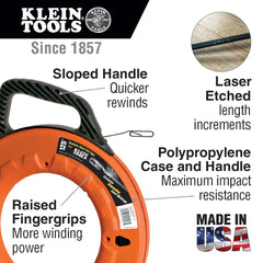 1/8-Inch Wide Steel Fish Tape 65-Foot, Steel Fish Tapes, Klein Tools - Maple Electric Supply 