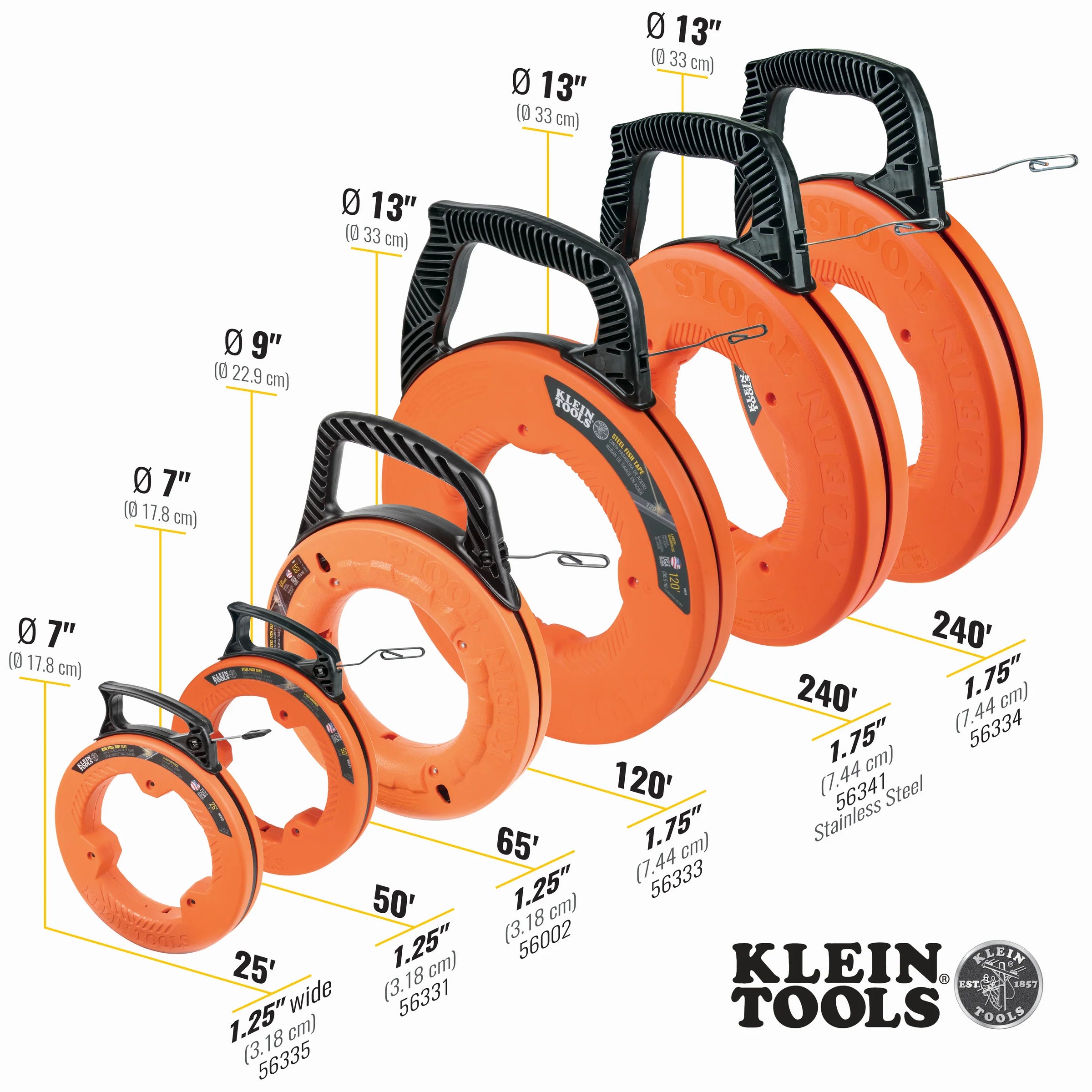 1/8-Inch Wide Steel Fish Tape 65-Foot, Steel Fish Tapes, Klein Tools - Maple Electric Supply 