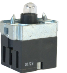 ILLUM PB BULB HLDR BLCK W/ BULB 110V
