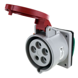 IP44 INLET 30A  3phase delta 277/480VAC  4P 5W  SPLASHPROOF, Pin & Sleeve, Techspan - Maple Electric Supply 