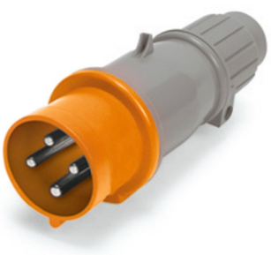 IP44 PLUG 20A  125/250VAC  3P 4W  SPLASHPROOF, Pin & Sleeve, Techspan - Maple Electric Supply 