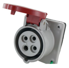 IP44 RECEPTACLE 20A  3phase 480VAC  3P 4W  SPLASHPROOF, Pin & Sleeve, Techspan - Maple Electric Supply 
