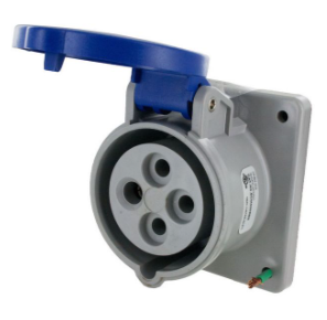 IP44 RECEPTACLE 20A  3phase delta 250VAC  3P 4W  SPLASHPROOF, Pin & Sleeve, Techspan - Maple Electric Supply 