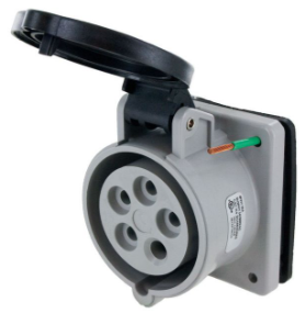 IP44 RECEPTACLE 20A  3phase delta 347/600VAC  4P 5W  SPLASHPROOF, Pin & Sleeve, Techspan - Maple Electric Supply 