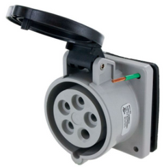 IP44 RECEPTACLE 20A  3phase delta 347/600VAC  4P 5W  SPLASHPROOF, Pin & Sleeve, Techspan - Maple Electric Supply 