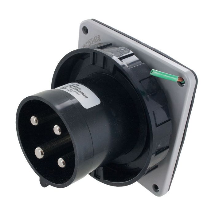 IP67 INLET 60A  3phase 600VAC  3P 4W  WATERTIGHT, Pin & Sleeve, Techspan - Maple Electric Supply 