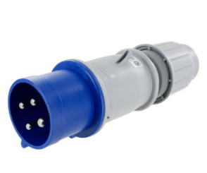 IP44 PLUG 30A  3phase delta 250VAC  3P 4W  SPLASHPROOF, Pin & Sleeve, Techspan - Maple Electric Supply 