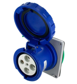 IP67 RECEPTACLE 100A  3phase 250VAC  3P 4W  WATERTIGHT, Pin & Sleeve, Techspan - Maple Electric Supply 