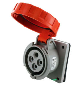 IP67 RECEPTACLE 20A  125/250VAC  3P 4W  WATERTIGHT, Pin & Sleeve, Techspan - Maple Electric Supply 