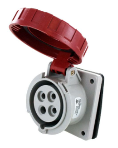IP67 RECEPTACLE 20A  3phase 480VAC  3P 4W  WATERTIGHT, Pin & Sleeve, Techspan - Maple Electric Supply 