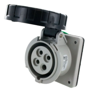 IP67 RECEPTACLE 20A  3phase 600VAC  3P 4W  WATERTIGHT, Pin & Sleeve, Techspan - Maple Electric Supply 