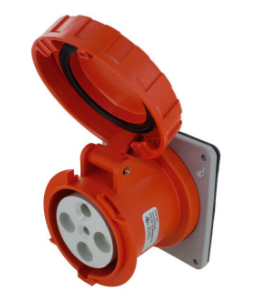 IP67 RECEPTACLE 60A  125/250VAC  3P 4W  WATERTIGHT, Pin & Sleeve, Techspan - Maple Electric Supply 
