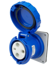 IP67 RECEPTACLE 60A  250VDC  2P 3W  WATERTIGHT, Pin & Sleeve, Techspan - Maple Electric Supply 