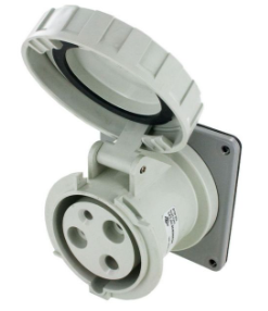 IP67 RECEPTACLE 60A  277VAC  2P 3W  WATERTIGHT, Pin & Sleeve, Techspan - Maple Electric Supply 