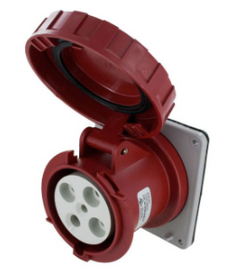 IP67 RECEPTACLE 60A  3phase 480VAC  3P 4W  WATERTIGHT, Pin & Sleeve, Techspan - Maple Electric Supply 