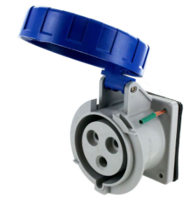 IP67 RECEPTACLE 30A  250VAC  2P 3W  WATERTIGHT, Pin & Sleeve, Techspan - Maple Electric Supply 