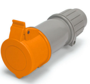 IP44 CONNECTOR 20A  125/250VAC  3P 4W  SPLASHPROOF, Pin & Sleeve, Techspan - Maple Electric Supply 