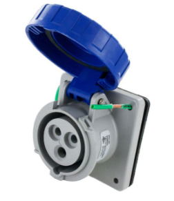 IP67 RECEPTACLE 20A  250VAC  2P 3W  WATERTIGHT, Pin & Sleeve, Techspan - Maple Electric Supply 