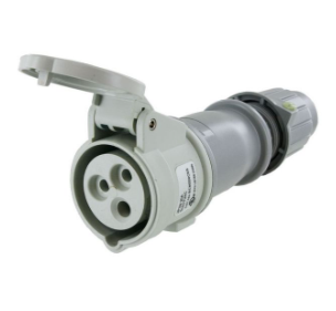 IP44 CONNECTOR 20A  277VAC  2P 3W  SPLASHPROOF, Pin & Sleeve, Techspan - Maple Electric Supply 