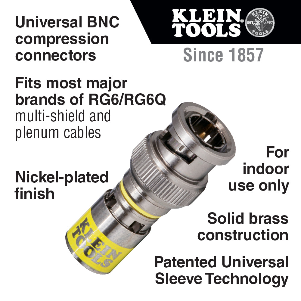 Universal BNC Compression Connector RG6-R6Q 10-Pk