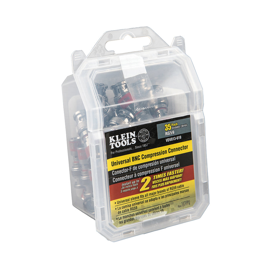 Klein Tools VDV813-619 Universal BNC Compression Connector RG59 35-Pack