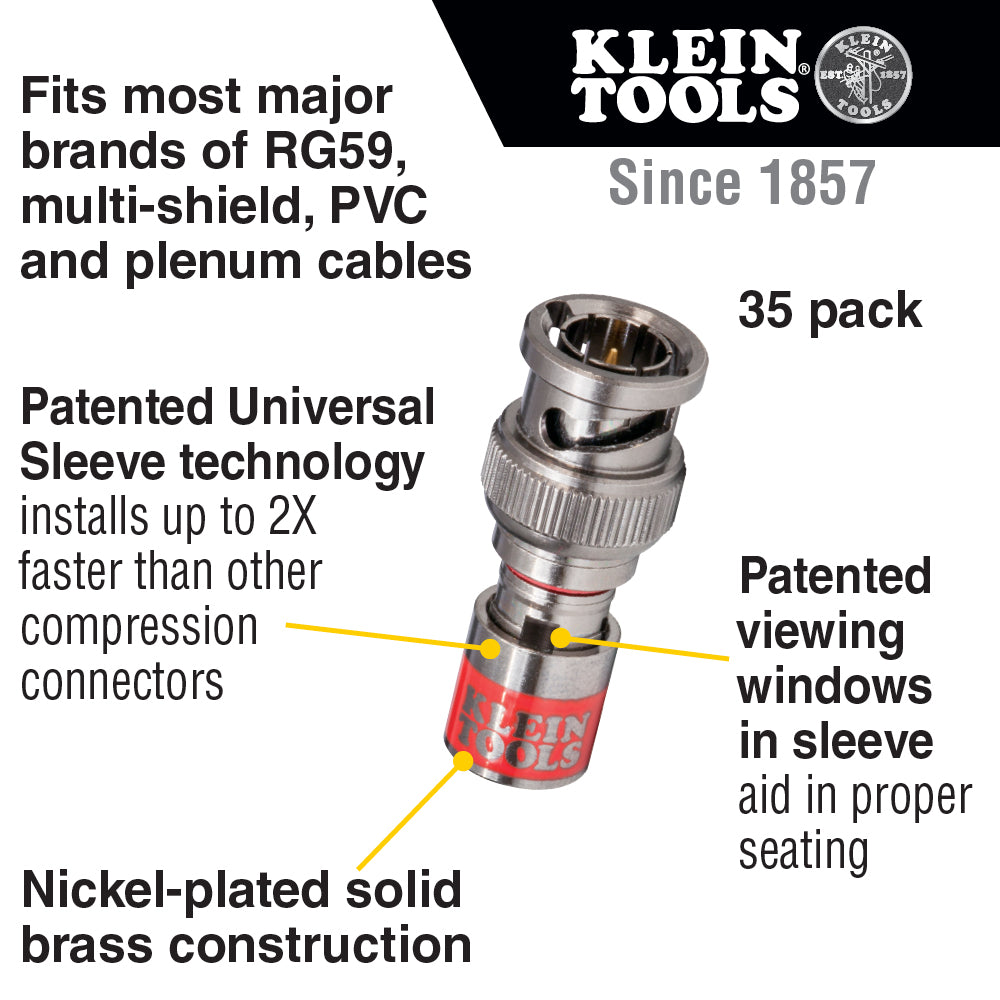 Universal BNC Compression Connector RG59 35-Pack