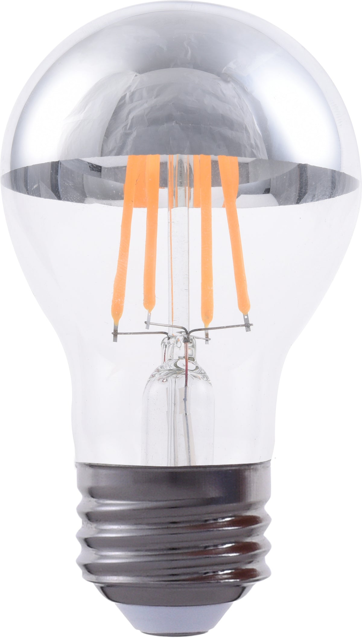 Dimmable 4.5W A19 LED Filament Bulb with Silver Bowl Design - 400lm, 80CRI, 2700K, E26 Base, 120VAC - Ideal for Ambient Lighting Solutions, , EiKO - Maple Electric Supply 