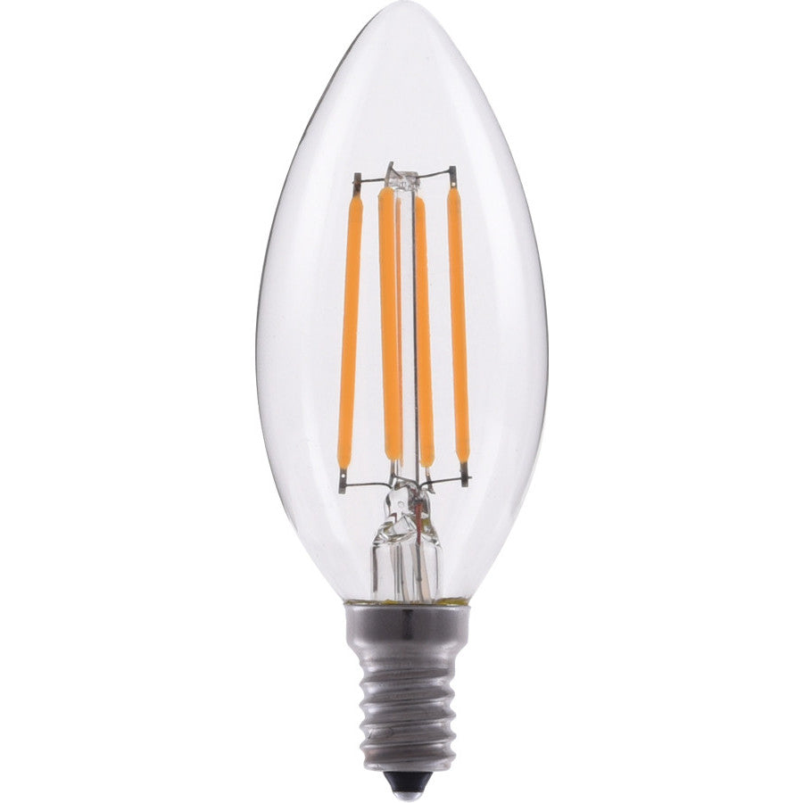 EiKO Dimmable LED B11 Filament Bulb, 4W (500lm), 320° Beam Angle, 80CRI, 2700K, E12 Base, 120VAC - Energy Efficient Lighting Solution - Maple Electric Supply 