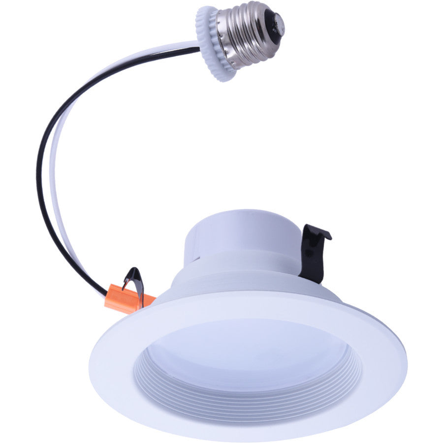 EiKO 10W 4" LED Downlight Kit - 800lm, 2700K, 80CRI, Wet Location, 120V, White Baffle, E26 Base - Efficient Lighting Solution for Any Space - Maple Electric Supply 