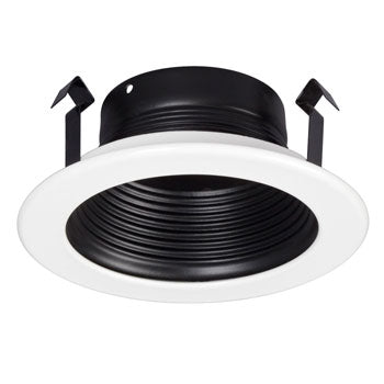 4" Line Voltage Step Baffle Trim 201BLK - Black Finish, PAR20/R20 Bulb, 50W, Non-Dimmable, Recessed Lighting, Galaxy Lighting - Maple Electric Supply 