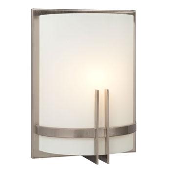 Corbett Wall Sconce - Brushed Nickel, Frosted White Glass, 100W, Dimmable, 9"x12"x5-1/8", Sleek Modern Lighting Fixture, Wall Lights & Sconces, Galaxy Lighting - Maple Electric Supply 