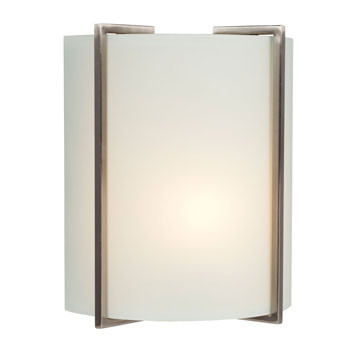 L212510BN012A1 LED Wall Sconce, Brushed Nickel with Satin White Glass, 12W, 3000K, Dimmable, ENERGY STAR, 10"W x 12.5"H, Wall Lights & Sconces, Galaxy Lighting - Maple Electric Supply 