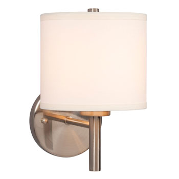 Brushed Nickel Wall Sconce with Off-White Linen Shade - 60W A15, Dimmable, Medium Base, 6-3/4"W x 10-5/8"H - Elegant Lighting for Modern Spaces, Wall Lights & Sconces, Galaxy Lighting - Maple Electric Supply 