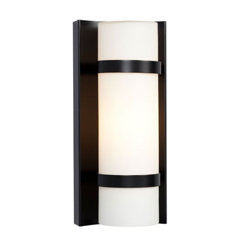 215670BK 1-Light Black Wall Sconce with Satin White Cylinder Glass - Indoor/Outdoor, 60W A15 Bulb, Non-Dimmable, Wall Lights & Sconces, Galaxy Lighting - Maple Electric Supply 