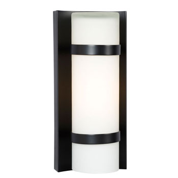 215670BZ - Bronze 1-Light Indoor/Outdoor Wall Sconce, Satin White Glass, 60W, Non-Dimmable, Wall Lights & Sconces, Galaxy Lighting - Maple Electric Supply 