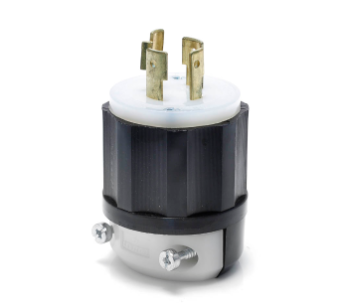 Locking Plug, 20 Amp, 125/250 Volt, Industrial Grade, Black & White
