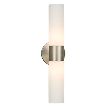 Hadley 2L Wall Sconce - Brushed Nickel & White Glass, 2x60W T10 Bulbs, 16.25"H, Non-Dimmable, Wall Lights & Sconces, Galaxy Lighting - Maple Electric Supply 