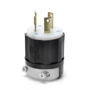 Locking Plug, 30 Amp, 277 Volt, Industrial Grade, Black & White