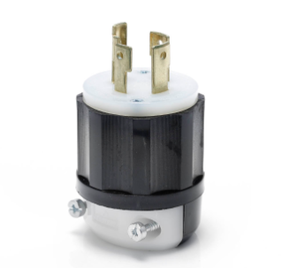 Locking Plug, 30 Amp, 250 Volt, Industrial Grade, Black & White