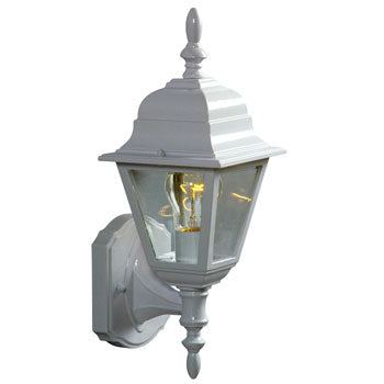 301021 WH Outdoor Cast Aluminum Lantern, White Finish, Clear Beveled Glass, 100W Bulb, 6"x15-3/8"x6-3/4", Outdoor Lighting, Galaxy Lighting - Maple Electric Supply 